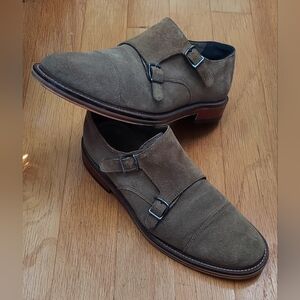 BANANA REPUBLIC ORTHOLITE MEN'S TAN SUEDE DOUBLE MONK STRAP SHOES SIZE 10 M